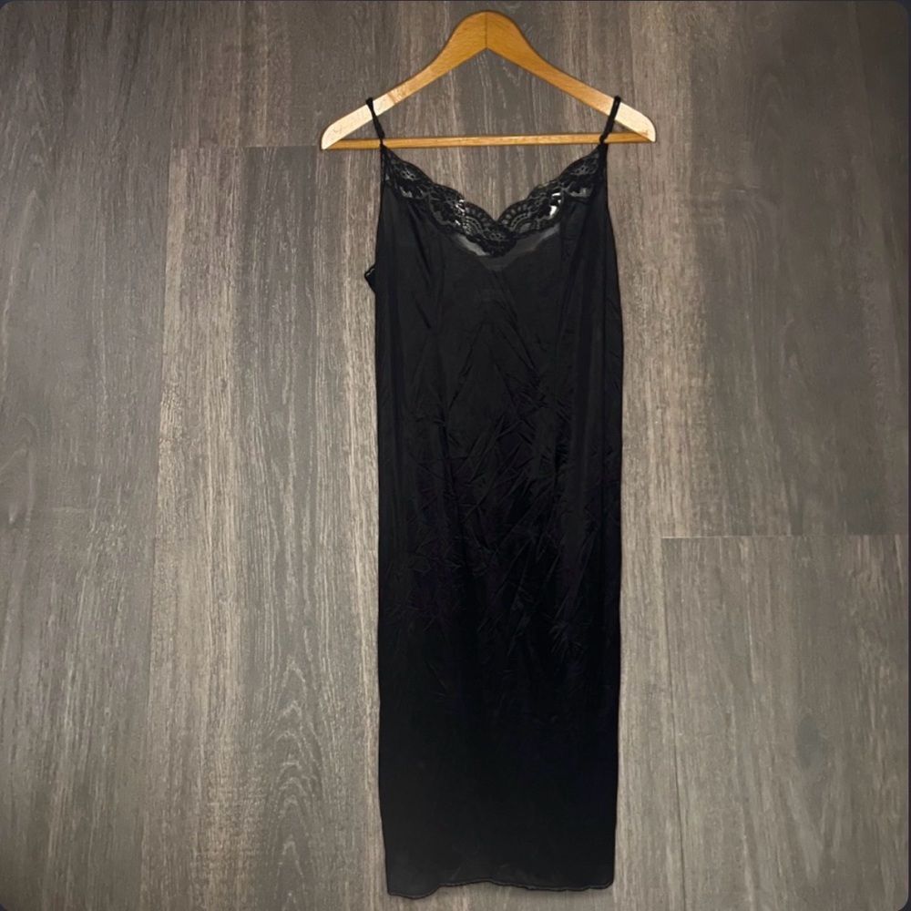 Vintage Vanity Fair Black Lace Slip Dress Size‎ Large